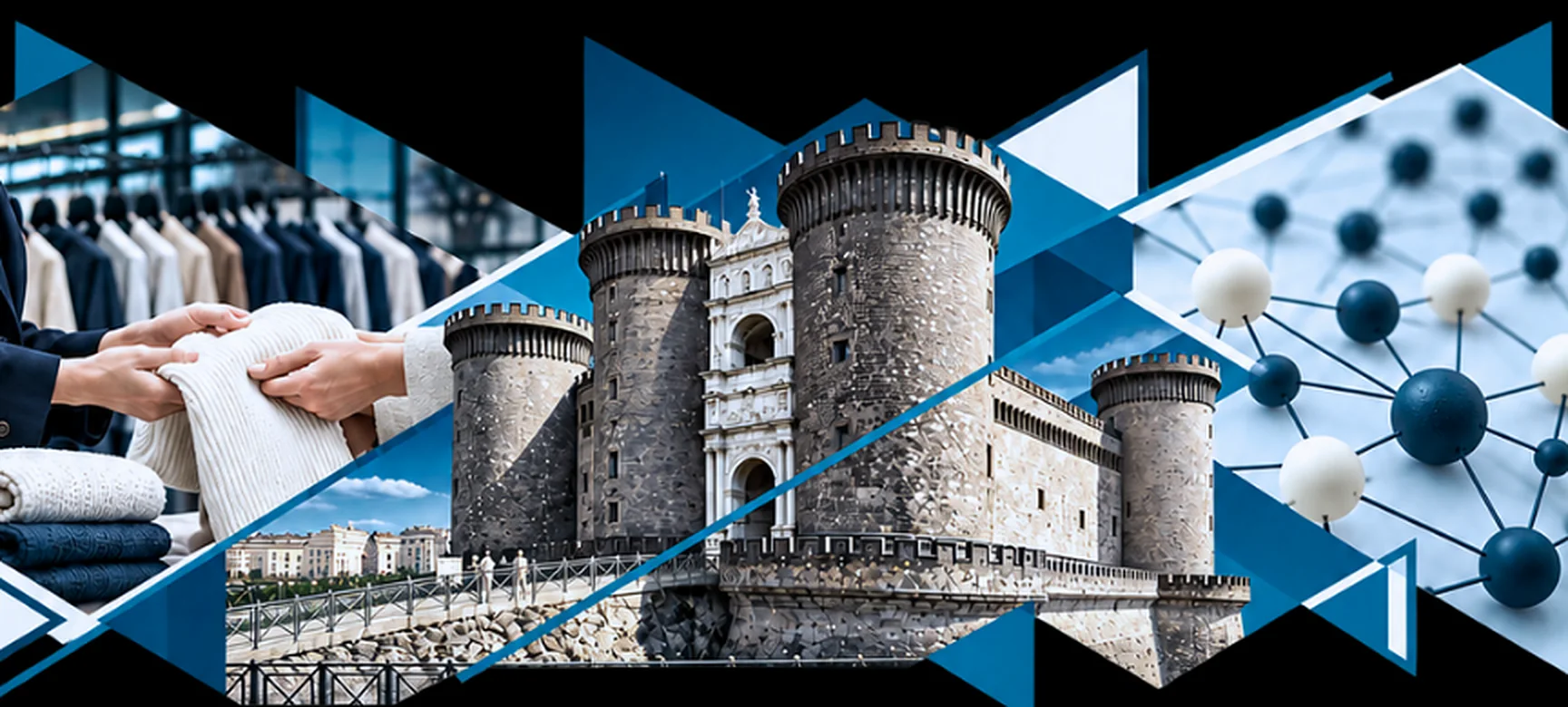 Castel Nuovo a Napoli tra un negozio di abbigliamento e una rete di connessioni