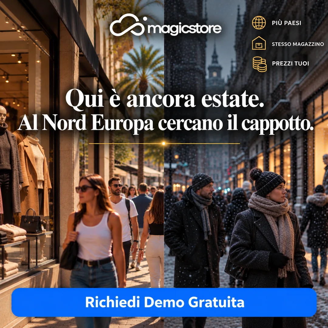 Qui è ancora estate. Al Nord Europa cercano il cappotto. magicstore: più paesi, stesso magazzino, prezzi tuoi.
